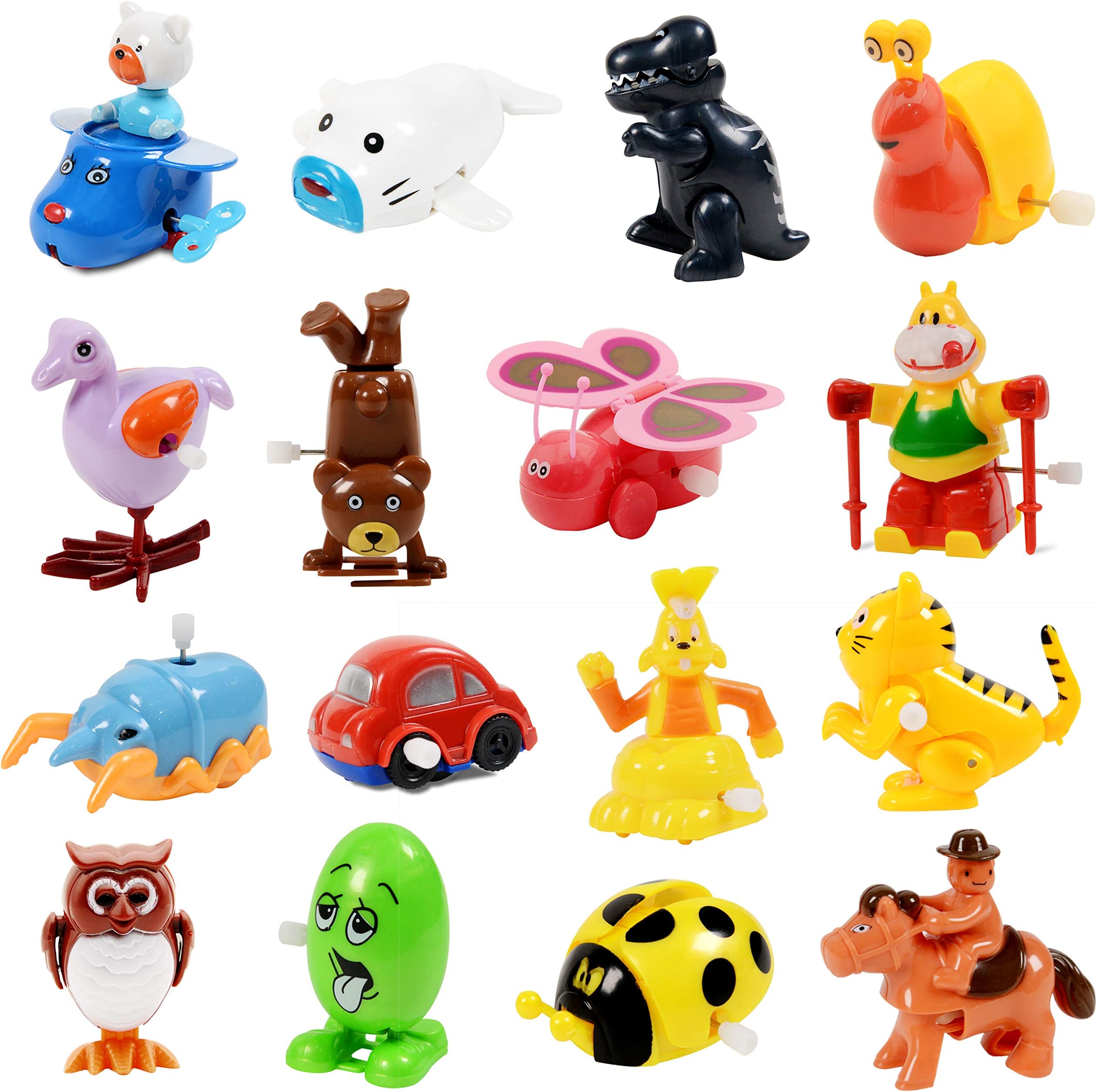 Nunkitoy Wind Up Toy,16 Pack Assorted Clockwork Toy Set(Contents and Color May Vary),Original Color Wind Up Animal Party Favors Toy Great Gift for Boys Girls Kids Toddlers
