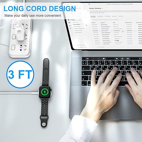 Miniatura 13 de Cargador de Apple Watch Fast Smart iWatch [certificado Apple MFi], cable de carga magnético de 3 pies con bloque de cargador de pared USB C