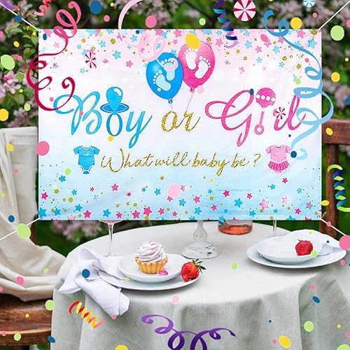 Miniatura 5 de Fondo de revelación de género, 6 x 4 pies, para niños o niñas, baby shower, decoración de fiesta de revelación de género, decoración de fiesta de