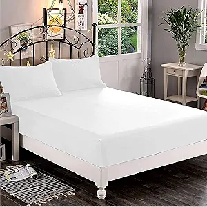 Elegant Comfort 1500 Premium Hotel Quality 1-Piece Fitted Sheet, Softest Quality Microfiber - Deep Pocket up to 16 inch, Wrinkle and Fade Resistant, California King, White
