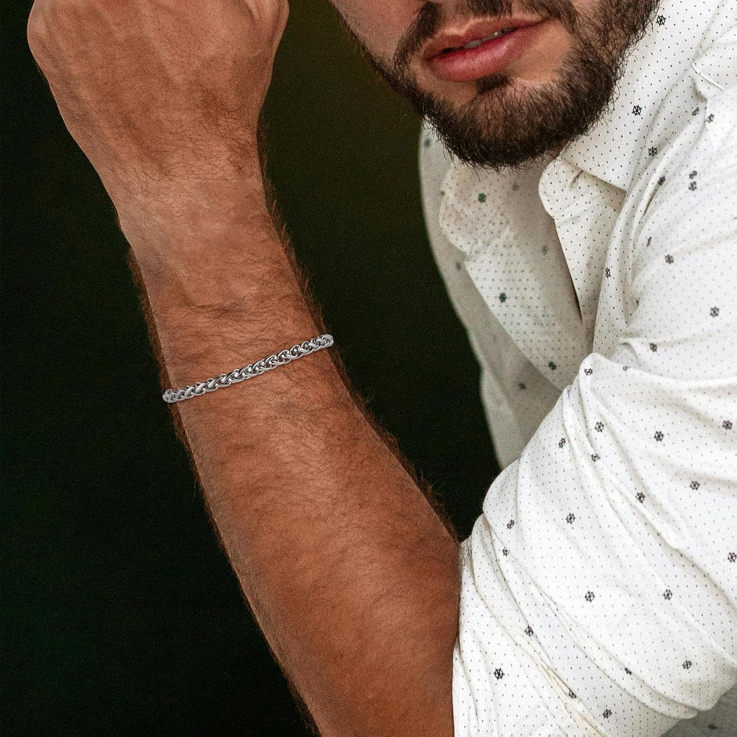 HZMAN Stainless Steel Wheat Chain Bracelet for Men Women - 0.22in Thin & 8.34in Length - Minimalist Link Wrist Bracelet - Image 2