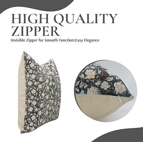 Miniatura 3 de Fabritual Fundas de almohada de algodón con estampado de bloques de 16 x 16 pulgadas, fundas de cojín cuadradas para exteriores, funda de almohada