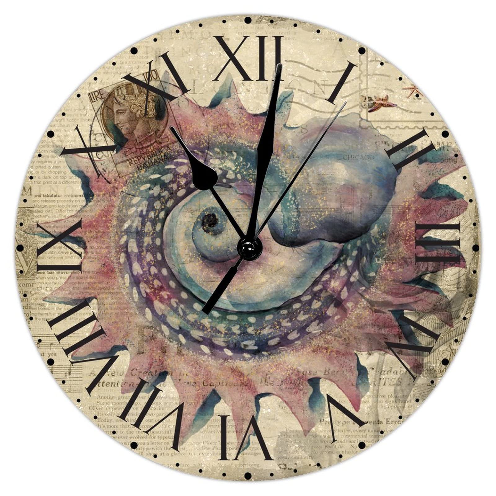 Horloge en PVC chiffres romains 30,5 cm silencieuse et facile à suspendre