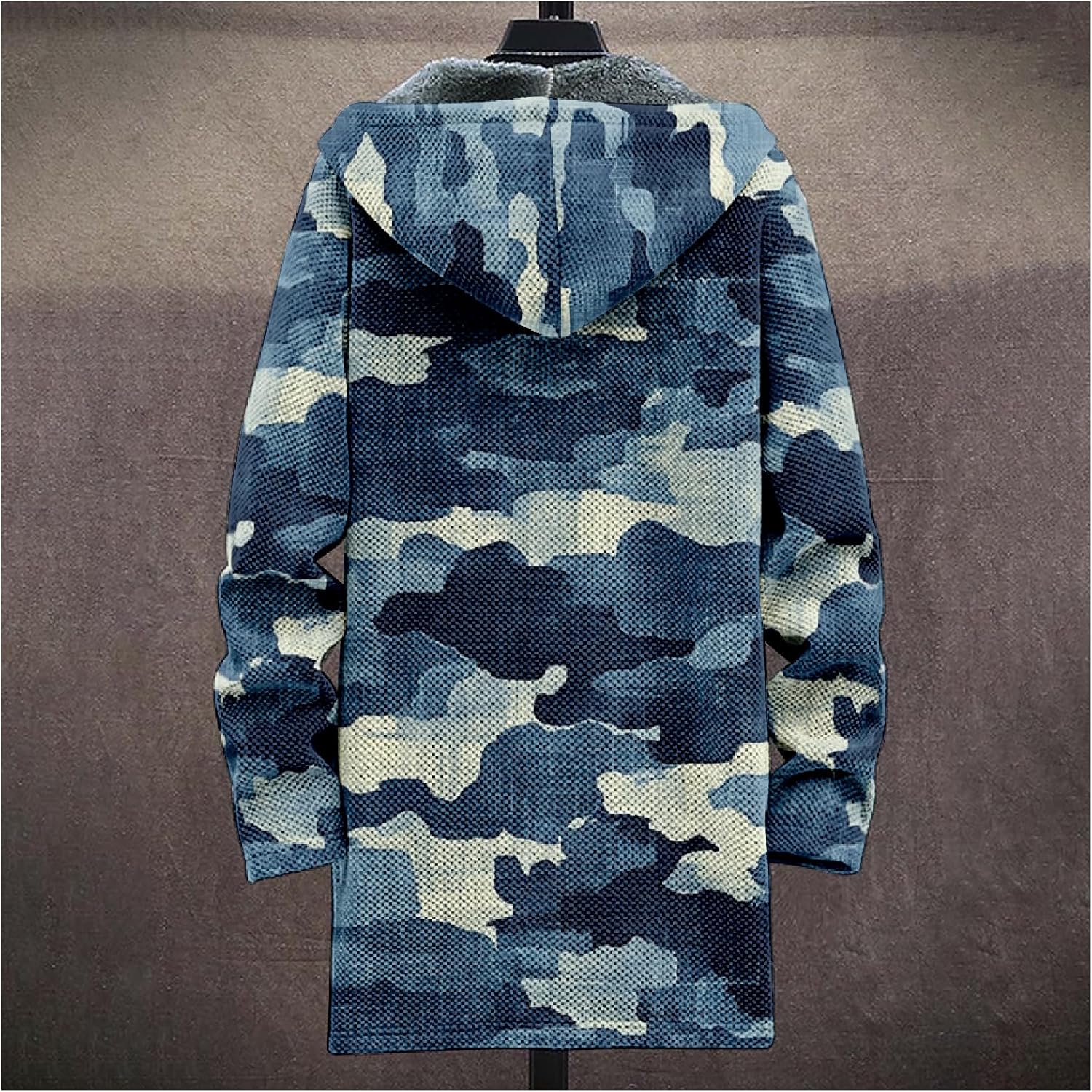 MARSVOVO Mens Zip Up Long Cardigan Hoodies Casual Fall Winter Warm Fleece Lined Knitted Sweater Coats Outwear Cardigan - Image 2