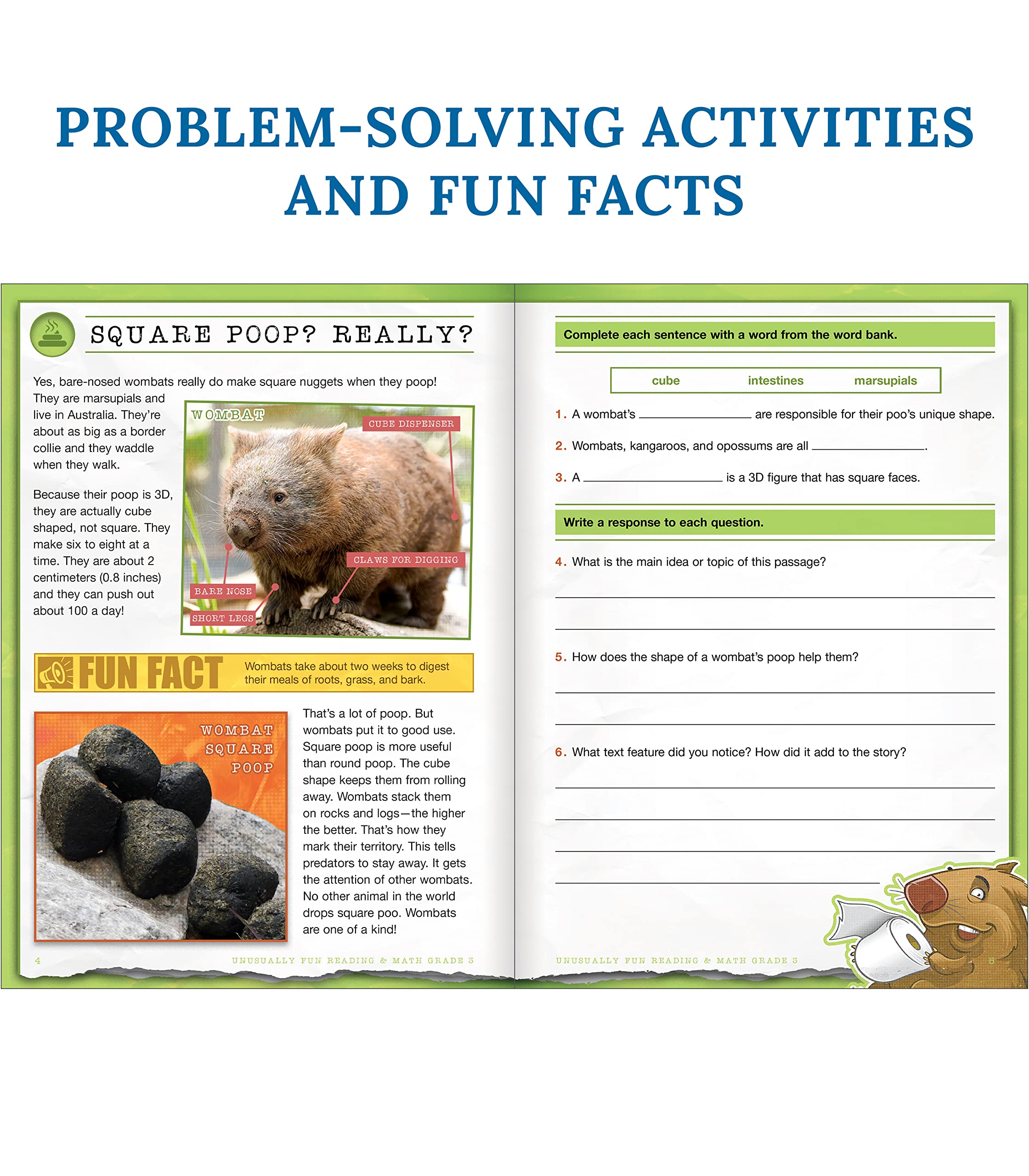 Carson Dellosa Unusually Fun Math and Reading Comprehension 3rd Grade Activity Book, Puzzles, Mazes, Brain Teasers and More, Workbook With Fun Facts About Animals, Plants, Places, Anatomy and Oddities - Image 4