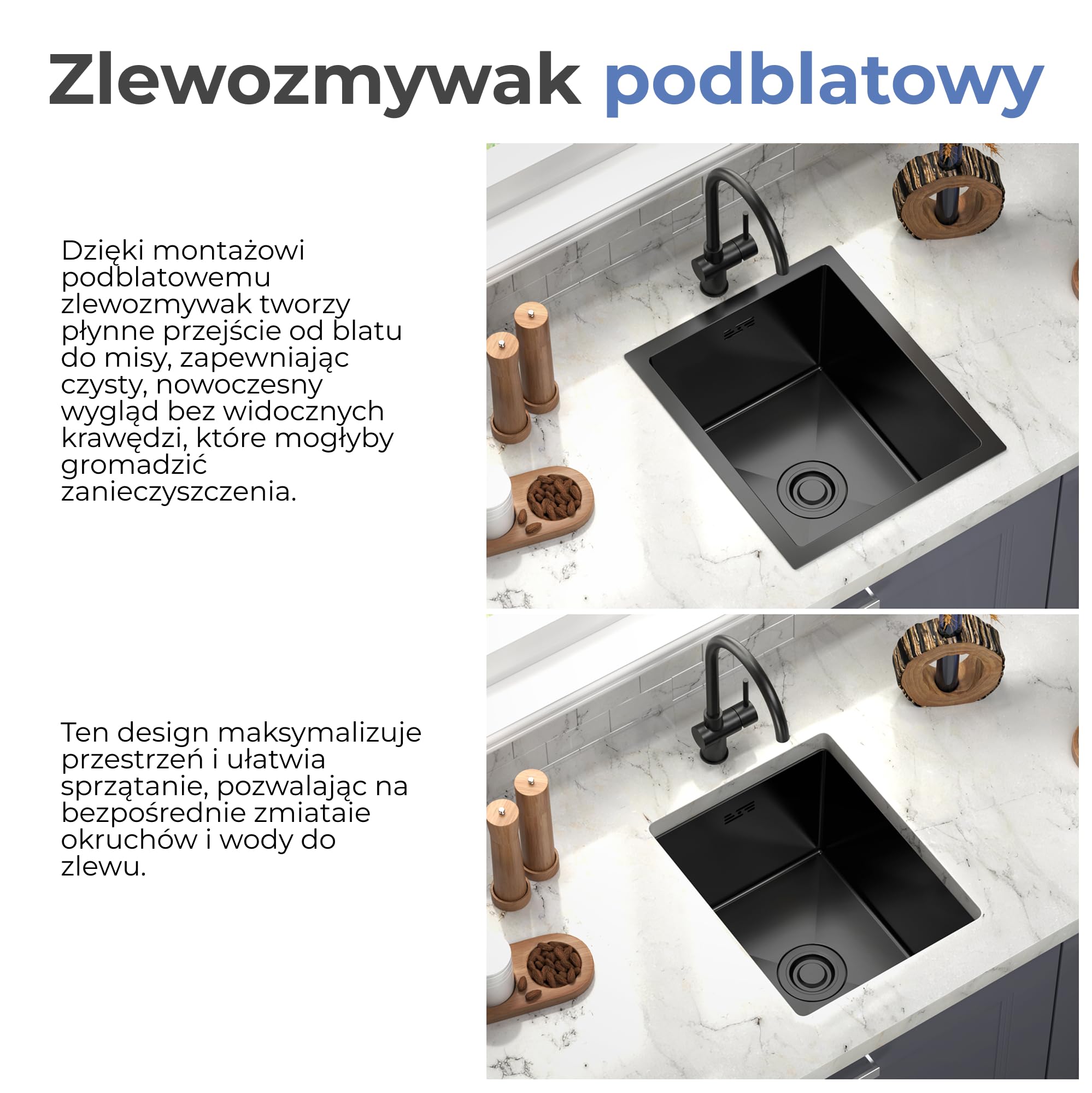 Zlewozmywak kuchenny jednokomorowy Grafit 37x45