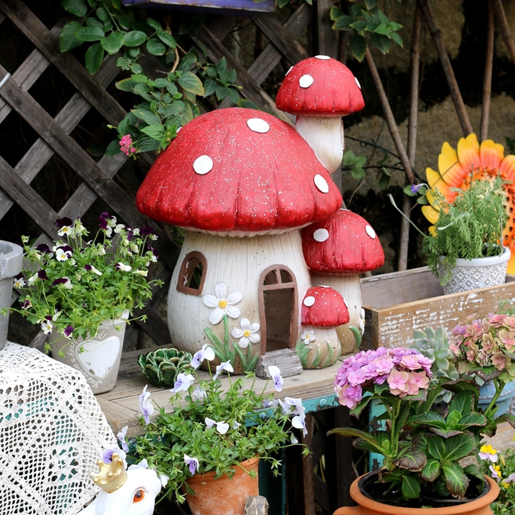 超巨大→超Big→キノコ2本とカタツムリ2匹のガーデンオブジェ・1点物✿*: 超巨大→超Big→キノコ2本とカタツムリ2匹のガーデンオブジェ・