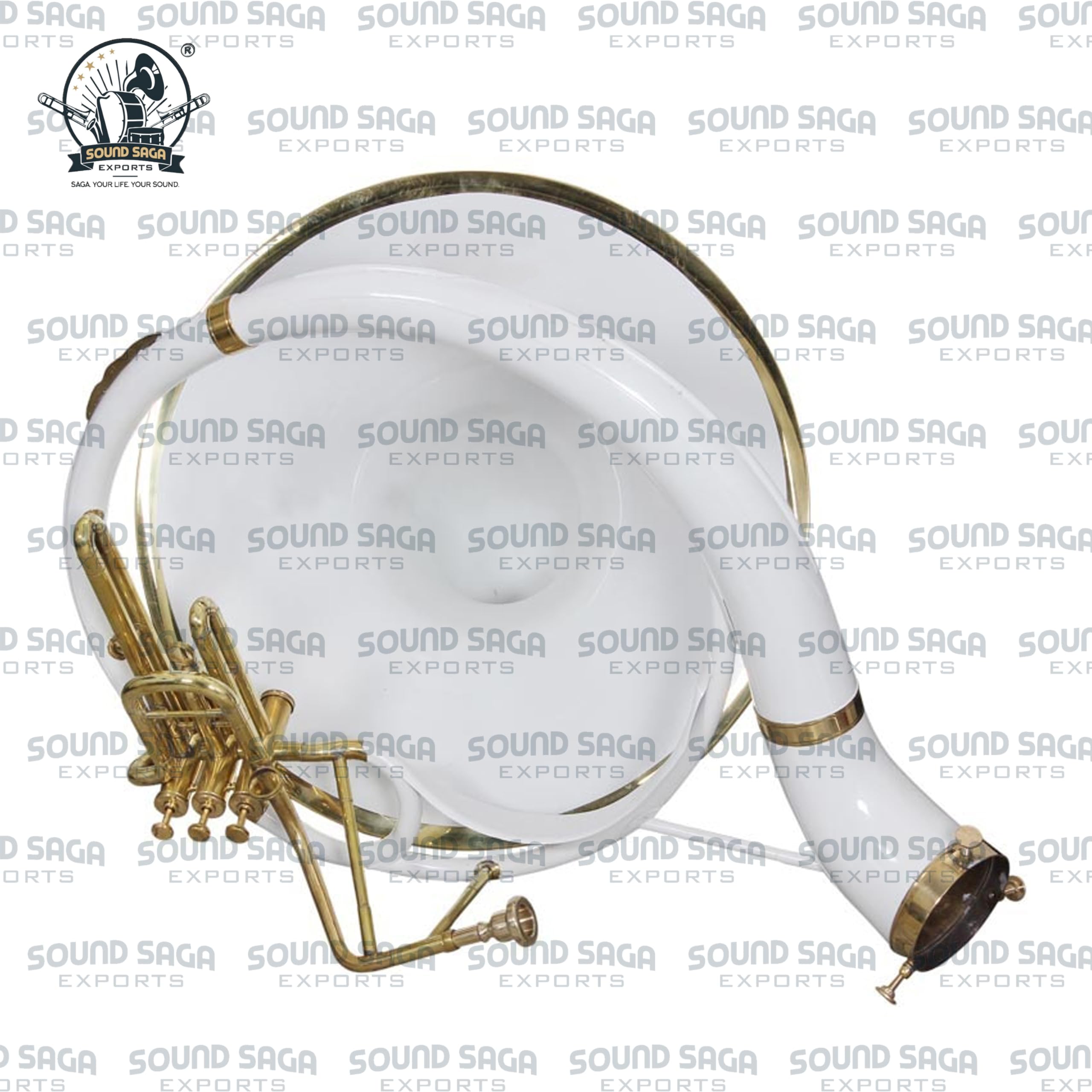 BBb 56 cm suzafon instrument mosiężny, mosiężna tuba z ustnikiem i torbą na koncert dla orkiestry marszowej, zespołu szkolnego, początkujących, studentów i średnio zaawansowanych muzyków (biała)