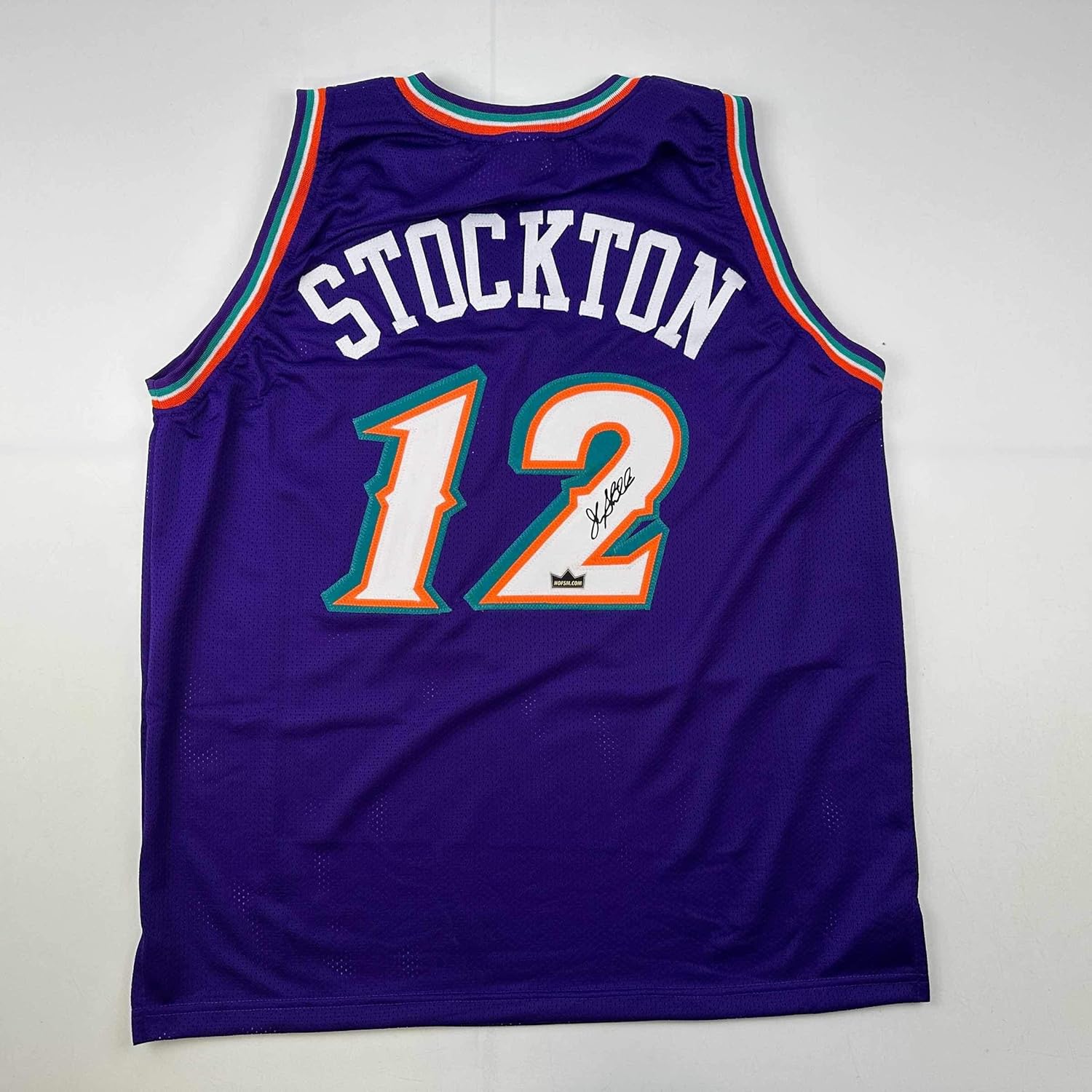 Facsimile Autographed John Stockton Utah Purple Reprint Laser Auto Basketball Jersey Size Men's XL