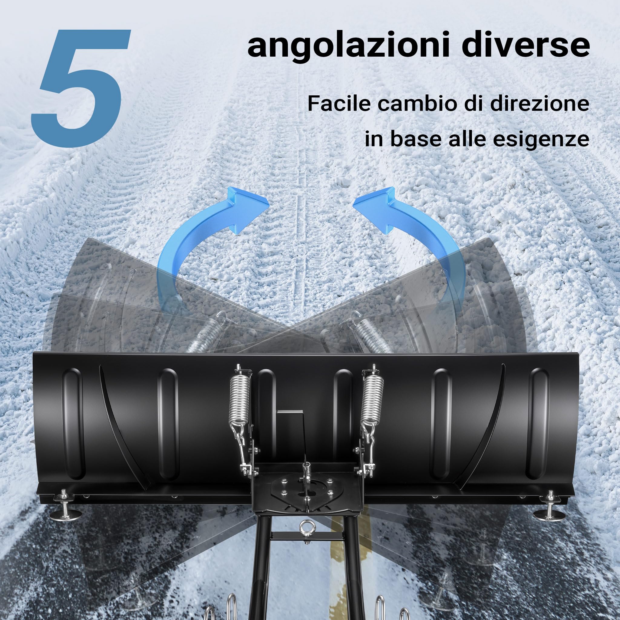 Wiltec Spazzaneve per quad, 120cm x 40 cm, regolabile, Sgombraneve Spartineve