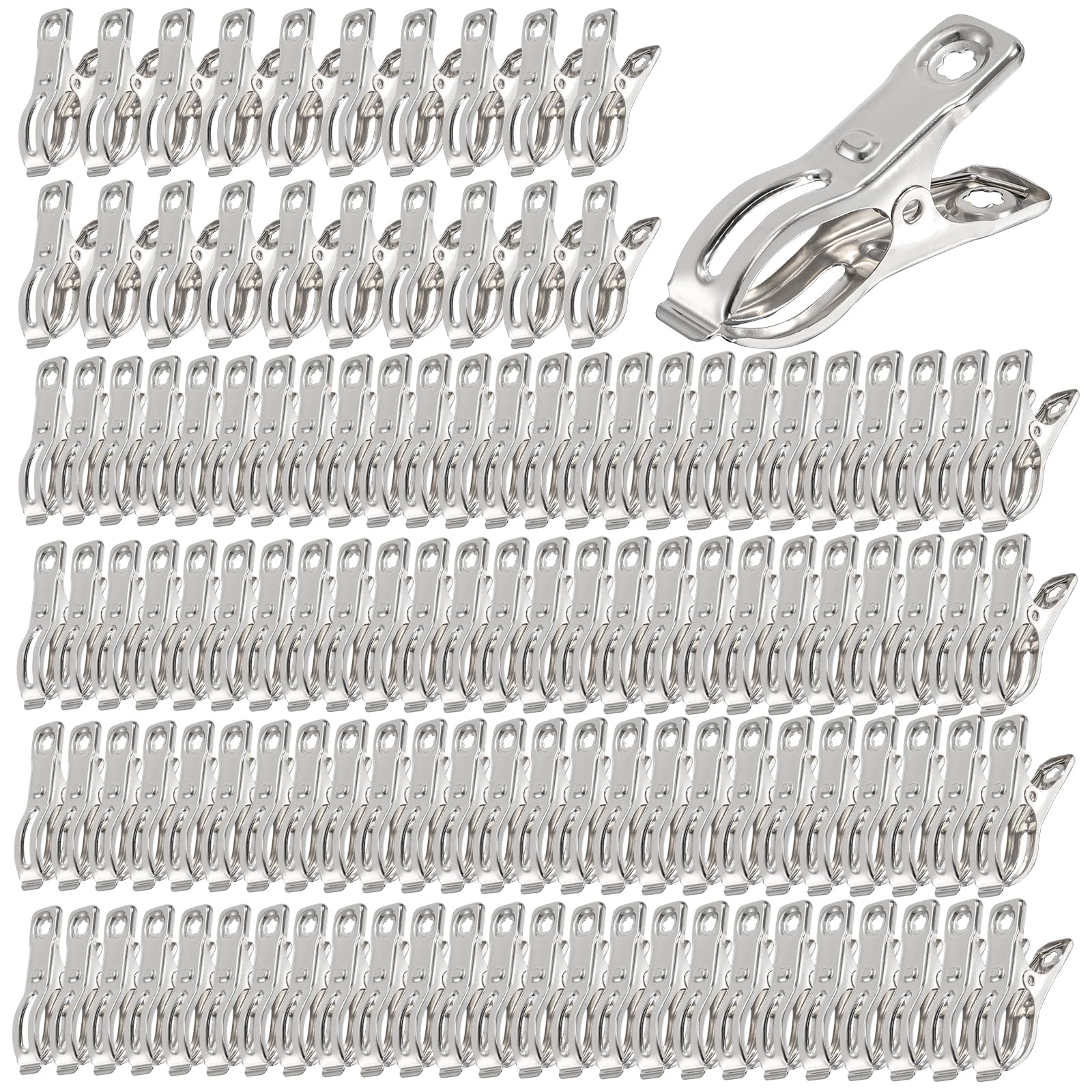 Elsjoy 120 Pack Stainless Steel Garden Clips, 2 Inch Greenhouse Clamps Heavy Duty Garden Mesh Netting Clips, Greenhouse Hoop Clips Garden Plant Cover Cloth Clips with a Strong Grip
