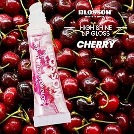 Blossom Moisturizing Lip Gloss Tubes, Roll on Perfume Oil, Natural Essential Oils, Scented pH Color Change Lip Balm with Real Flowers, 0.7 fl. oz/15mL, 3 Pack Gift Set, Cherry/Honey Jasmine/Turquoise