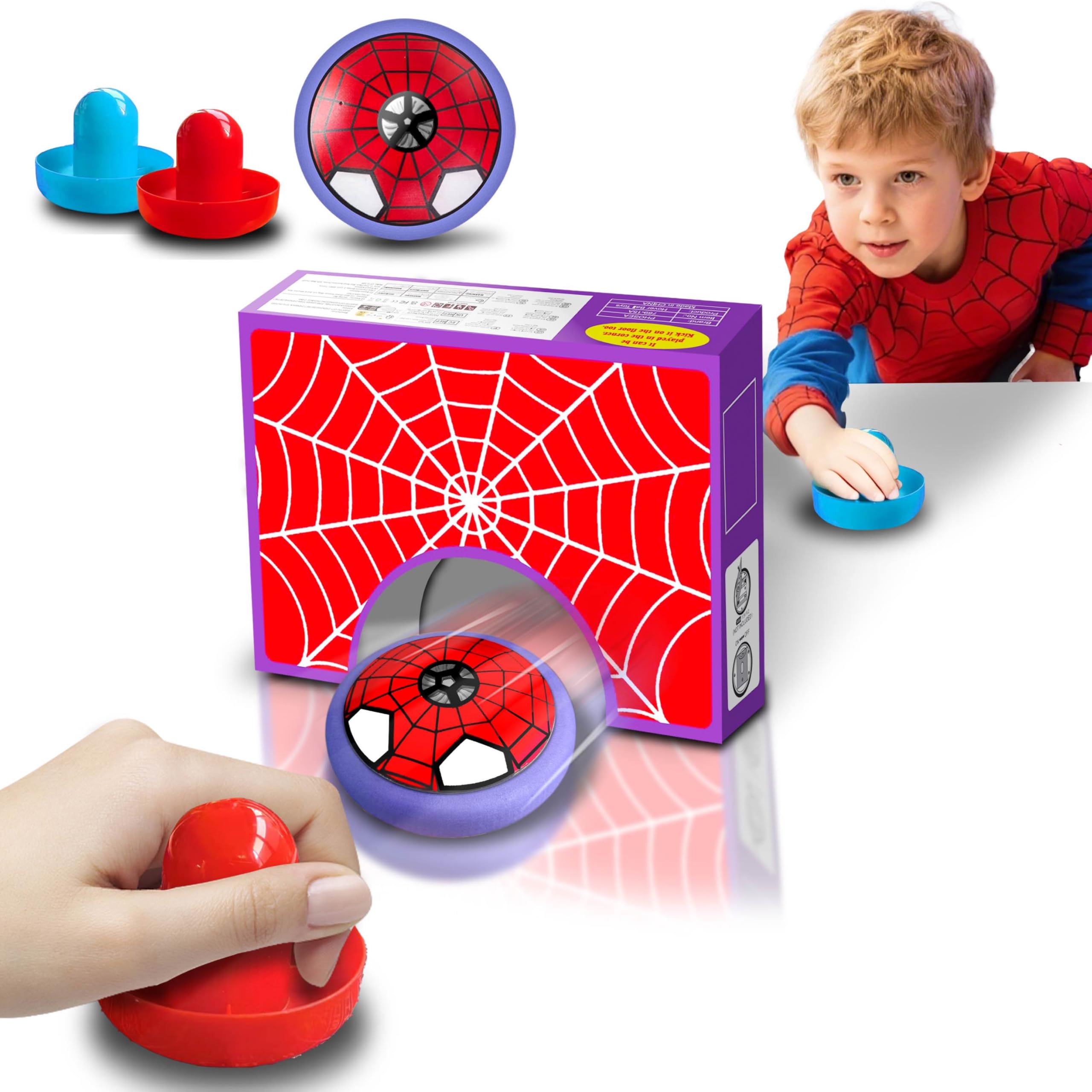 Spider Toys for Boys 4-6 Tabletop Air Hockey Game for Kids Boy Birthday Gifts-Boy Toys Age 4 5 6 7 8 Year Old Hover Soccer Strike Game Toy Tabletop or Floor Multiplayer Sports for Kids