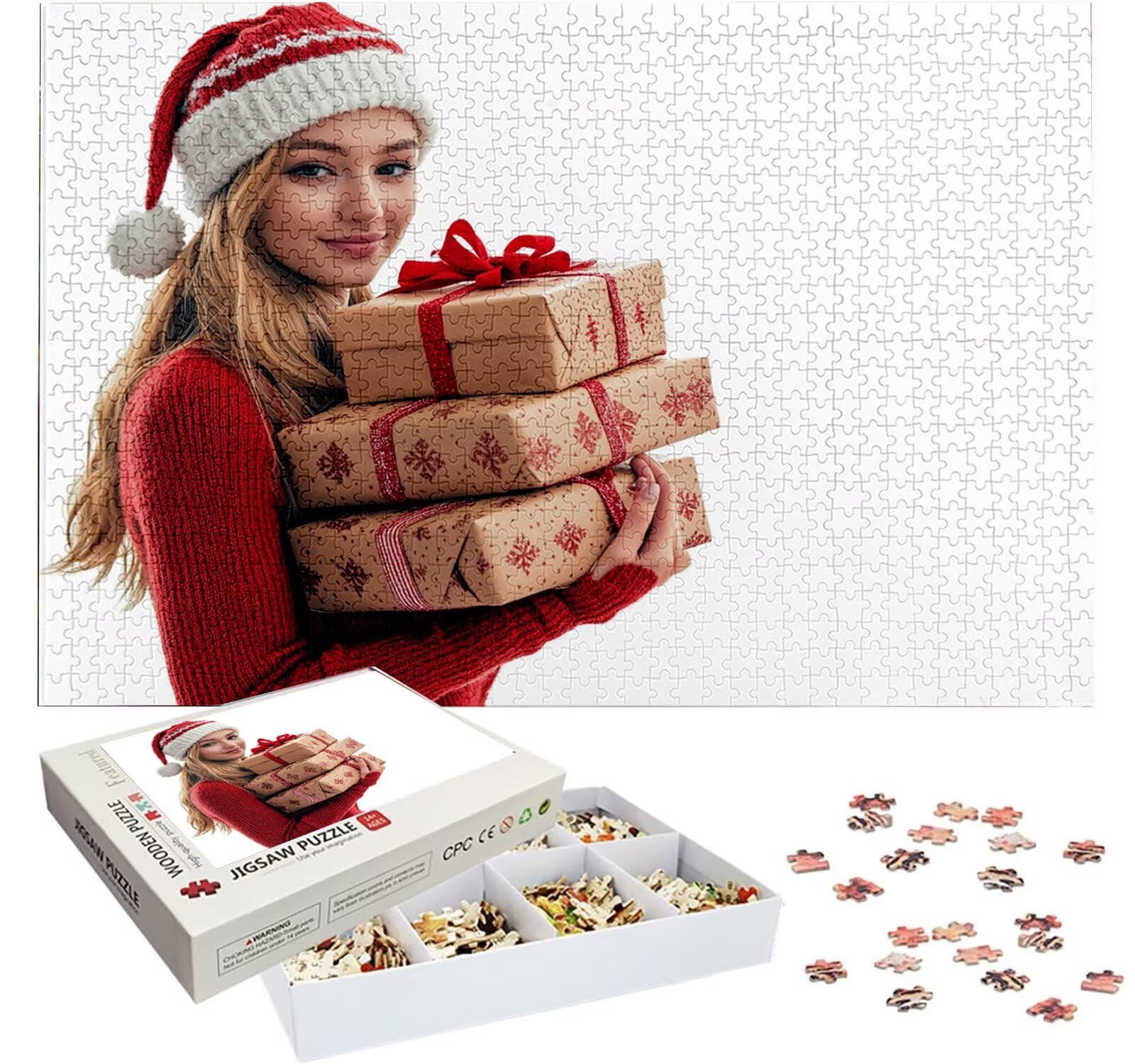 Puzzle Personalizado con Foto, Personalizada Rompecabezas Personalizado Diseña tu Logo Foto o Texto, Personalizado Navidad Halloween San Valentín Parejas Niños Familia Amigos h-3045