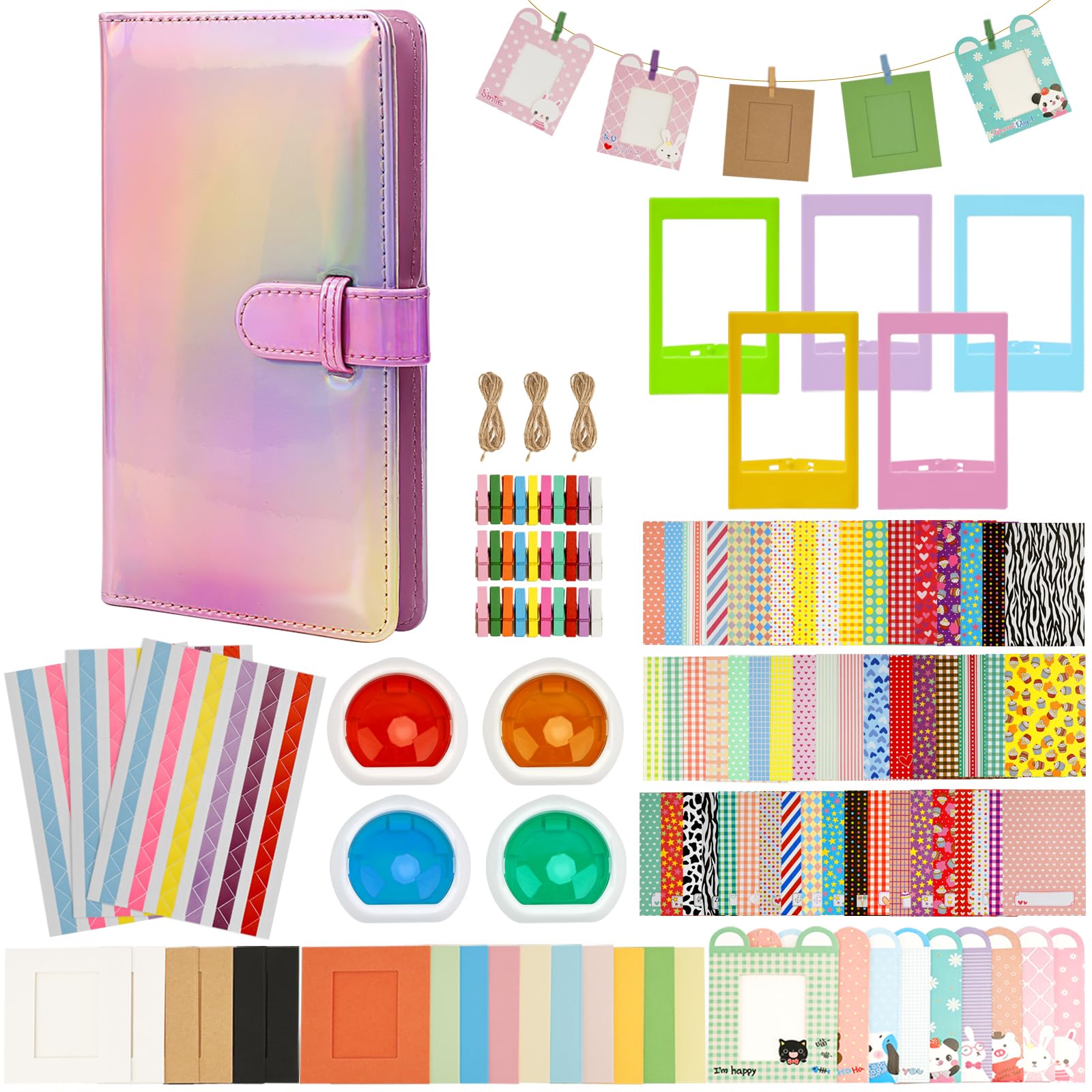 UMILKI 103 Pcs Instantané Caméra Accessoires Compatibles avec Instax Mini Appareil Photo Instantané, Comprendre Album Photo/Filtre/Cadre Mural/Autocollant de Bordure/Cadre Photo Papier Maché
