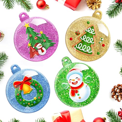 Miniatura 5 de FEBSNOW Moldes de resina de Navidad de silicona, adornos de árbol de Navidad, moldes de resina epoxi en forma de bola, colgante esférico de Navidad,