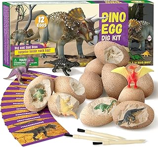 Byncceh Dino Eggs Dig Kit 12 Pack Dinosaur Eggs - Break Open 12 Easter Eggs Discover 12 Unique Dinosaur Toys Paleontology Archaeology Science STEM Crafts Gift Dino Eggs Toys for Kids