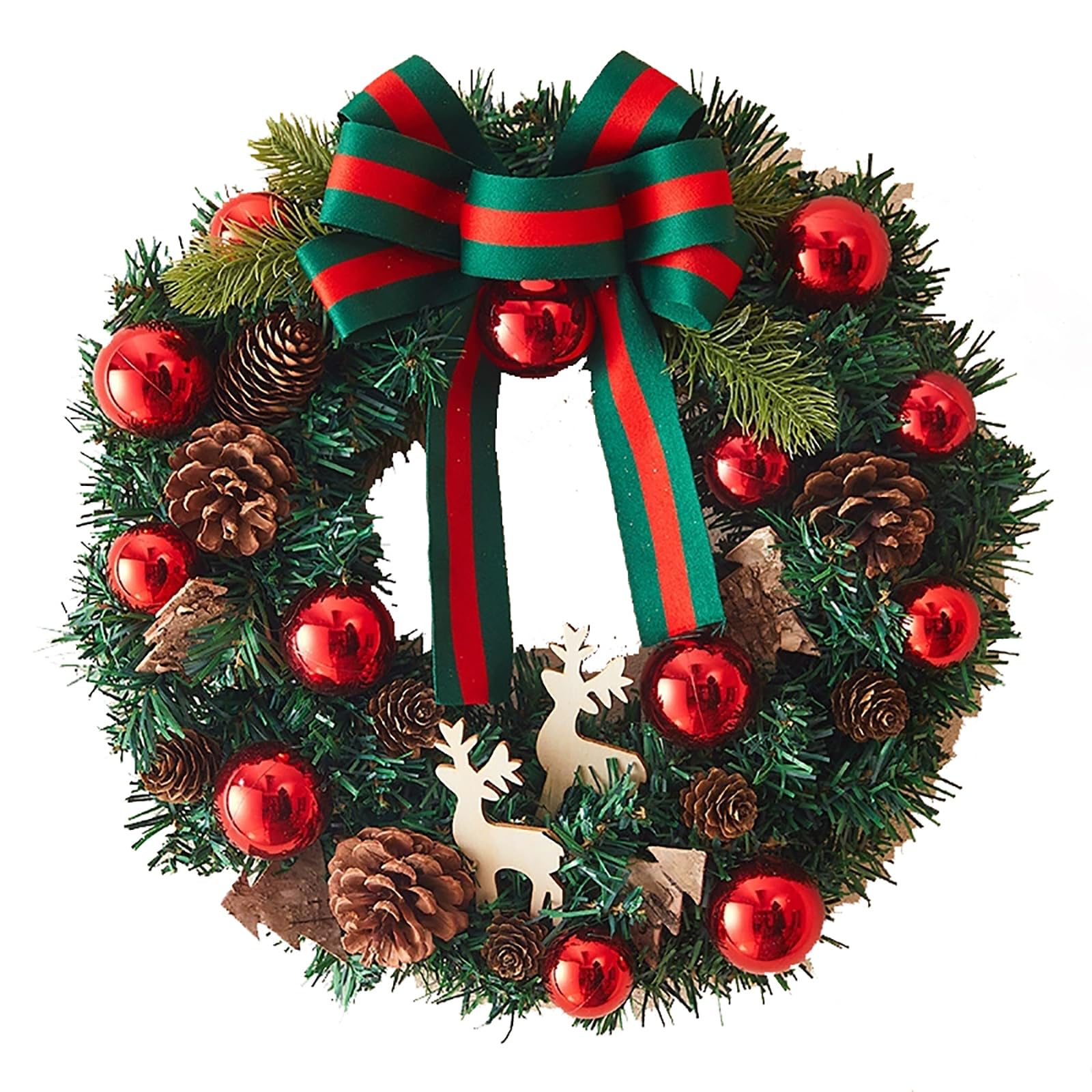 Couronne de Noël pour Porte, Couronnes de Noël Artificielles, Décorations de Porte à Suspendre, pour Portes, Murs, Fenêtres, Tables(Small)