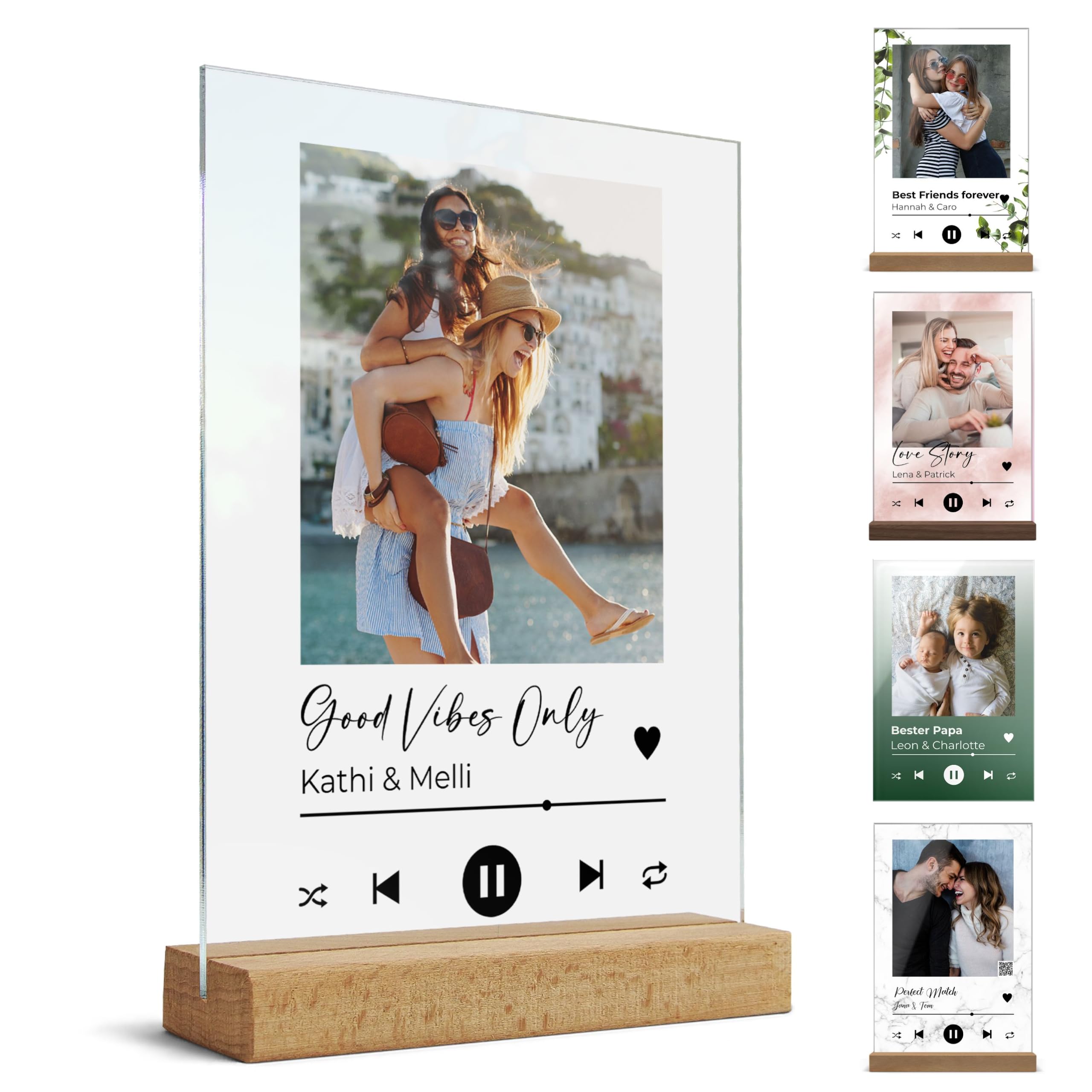 Personalisiertes Glas Bild Mit Foto - Musik Cover Design, 20x15cm
