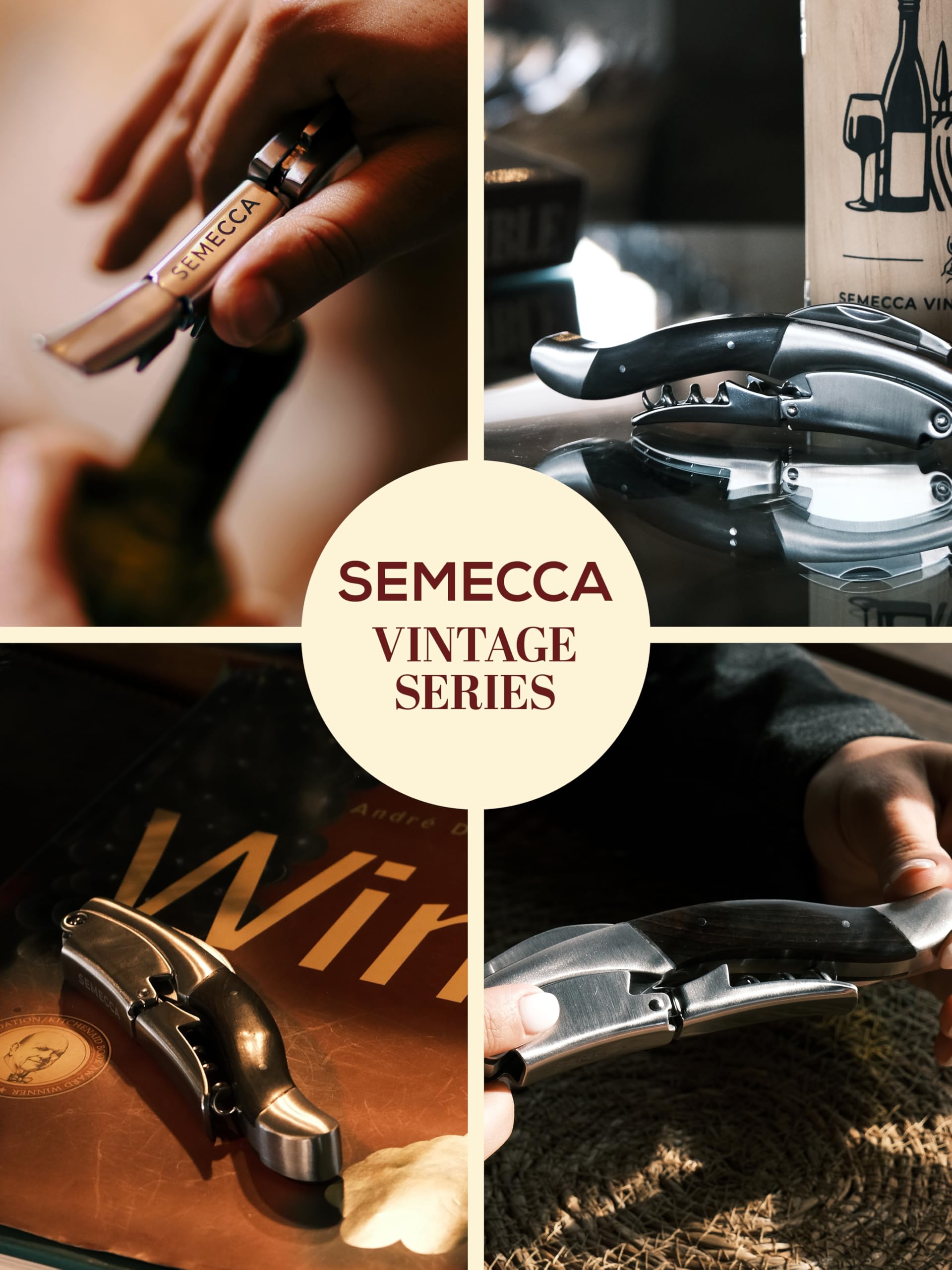 Sacacorchos para vino de camarero, doble etapa, el abridor de vino perfecto y llave de vino, caja de madera con forma de botella de vino, regalo para los amantes del vino (madera de ébano)