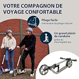 HUDORA BigWheel® 205 Advanced Scooter - ivory - Comfortable aluminium scooter for up to 100kg - Height-adjustable & foldable city scooter - Kick scooter for children/teenagers & adults - 4
