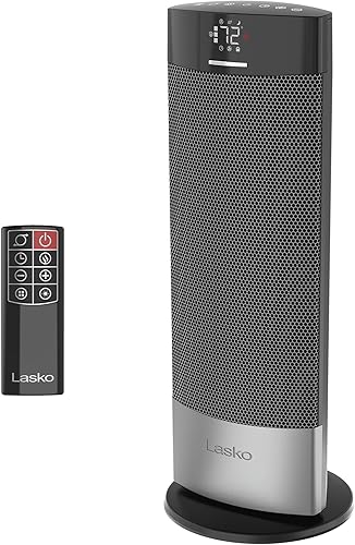Vista 10 de Lasko Ellipse - Calentador de mesa de cerámica para el hogar con interruptor de vuelco, bloqueo para niños, pantalla digital, termostato, modo
