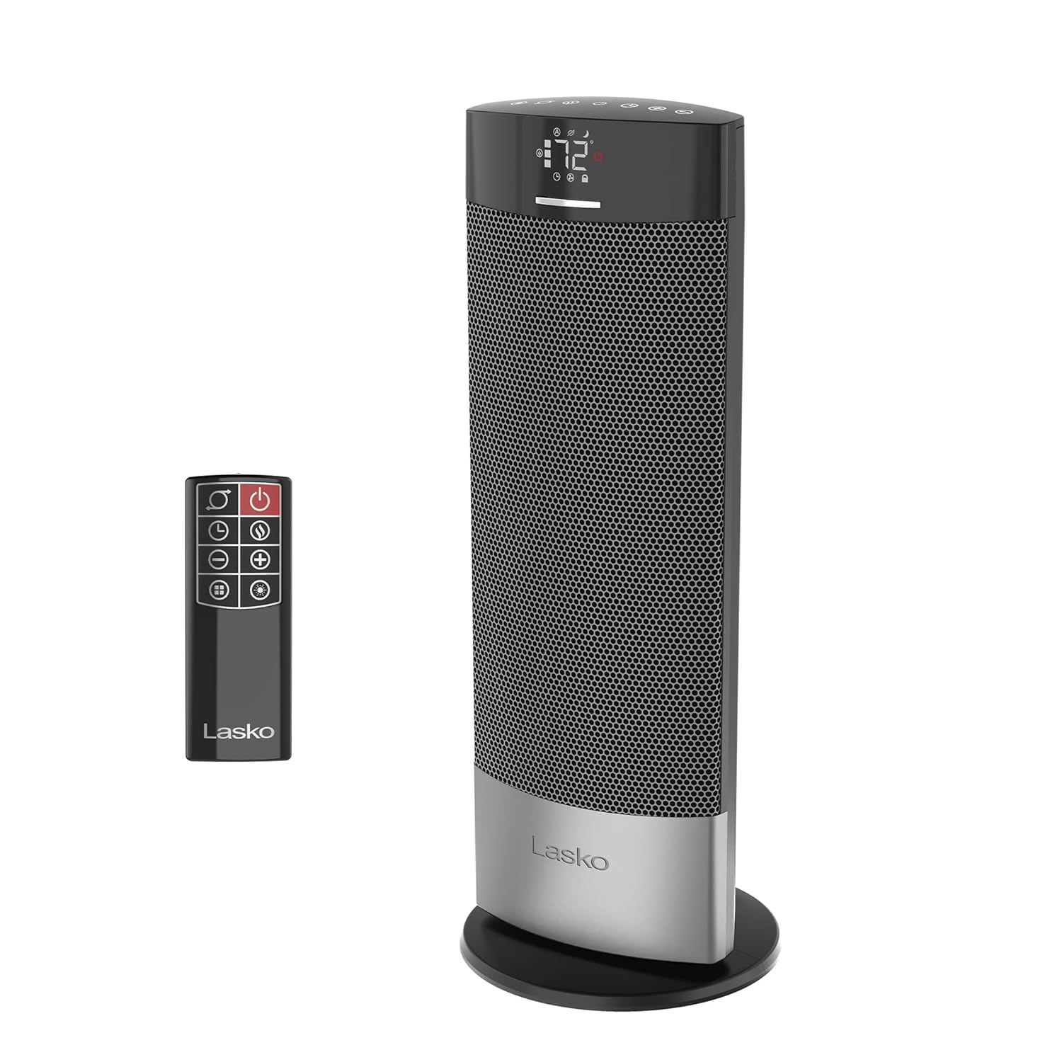 Lasko Ellipse Ceramic Tower Heater for Home with Tipover Switch Child Lock Digital Display Thermostat Wide Oscillation Remote