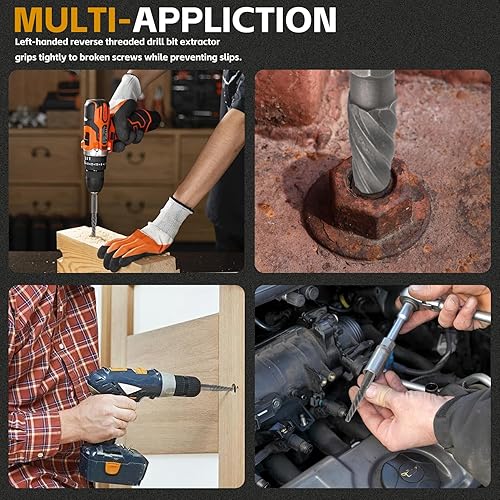 Miniatura 7 de Juego de 11 extractores de tornillos y juego de brocas para mano izquierda, removedor de pernos, kit extractor de pernos fácil de sacar, broca de