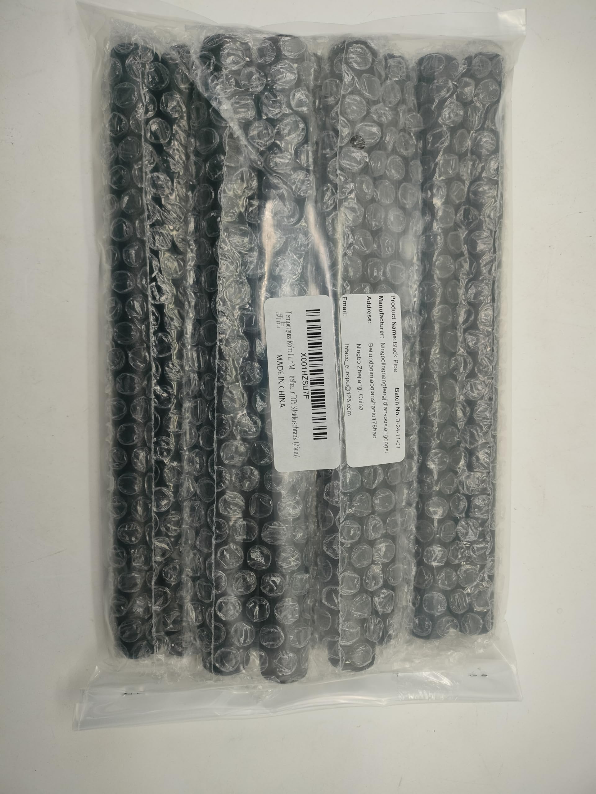 Tubo In Ghisa Malleabile Per Costruire Mobili Fai Da Te - 25 Cm, Nero Opaco, Filettatura 3/4"