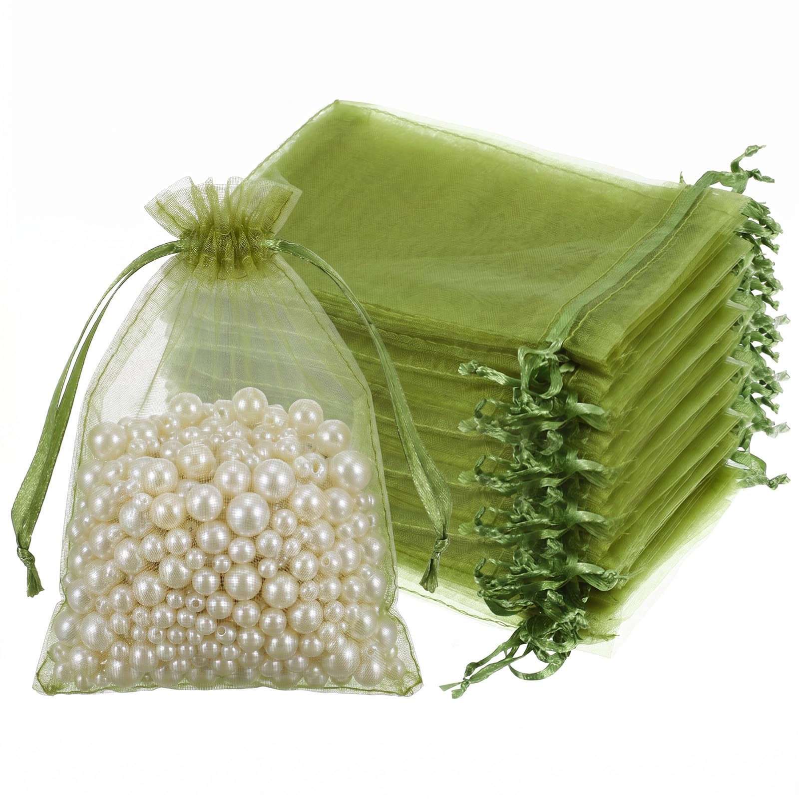 100 Pcs Green Fruit Protection Bags 4 x 6 Inch Drawstring Mesh Netting Cover Reusable Organza Pest Barrier Protective Bags for Strawberry Blueberry Plant Flower Vegetable Fruit Tree Garden Supplies