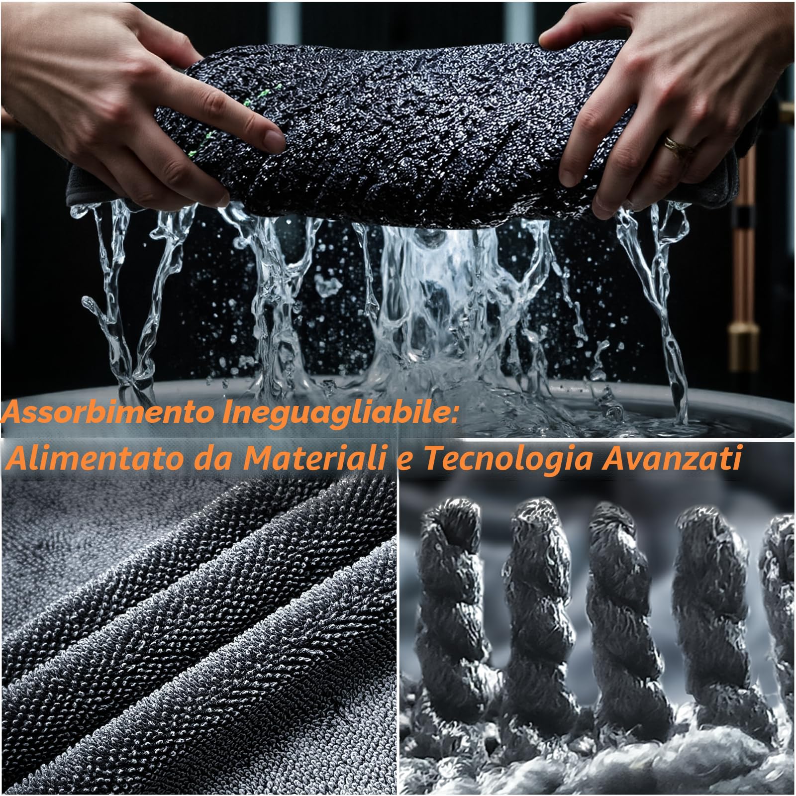 Panno Microfibra Auto XXL (90x60 cm) - 1400 GSM Microfibra Ultra Assorbente a Doppia Faccia, per un'Asciugatura Rapida e Senza Striature. Perfetto per Auto, Moto, Barche e Detailing Veicoli