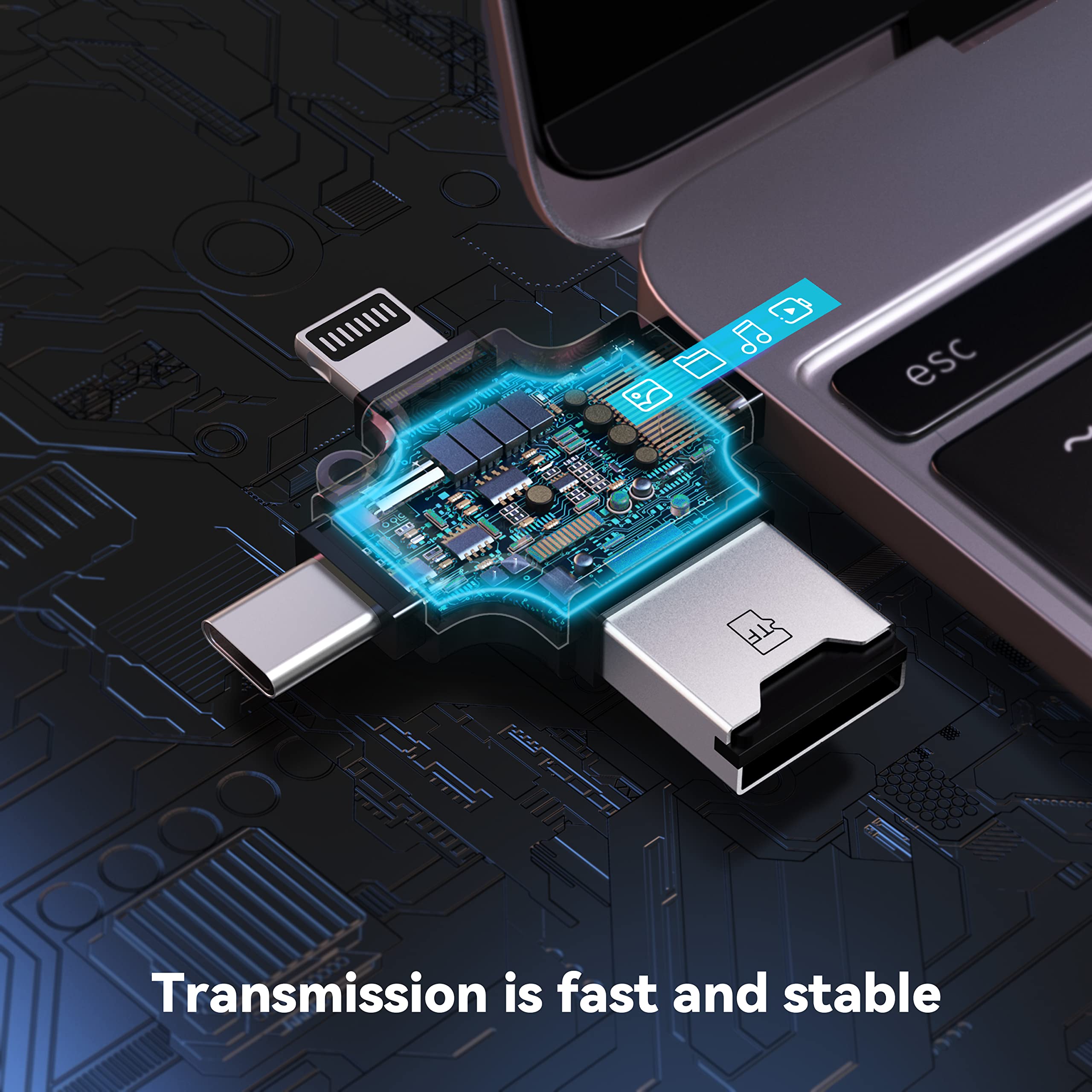 FASTX® 4 in 1 OTG Card Reader Adapter pendrive USB A OTG Micro USB Type