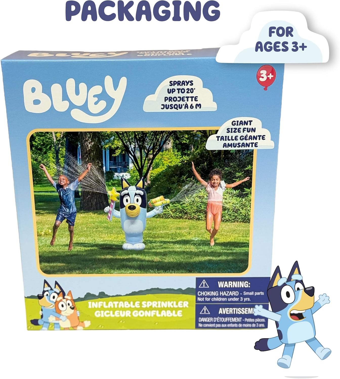 BLUEY Sprinkler for Kids, 48” Inflatable Water Sprinkler Toy for Summer Outdoor Fun, Lawn Sprinkler Toy and Bluey Party Decoration for Kids