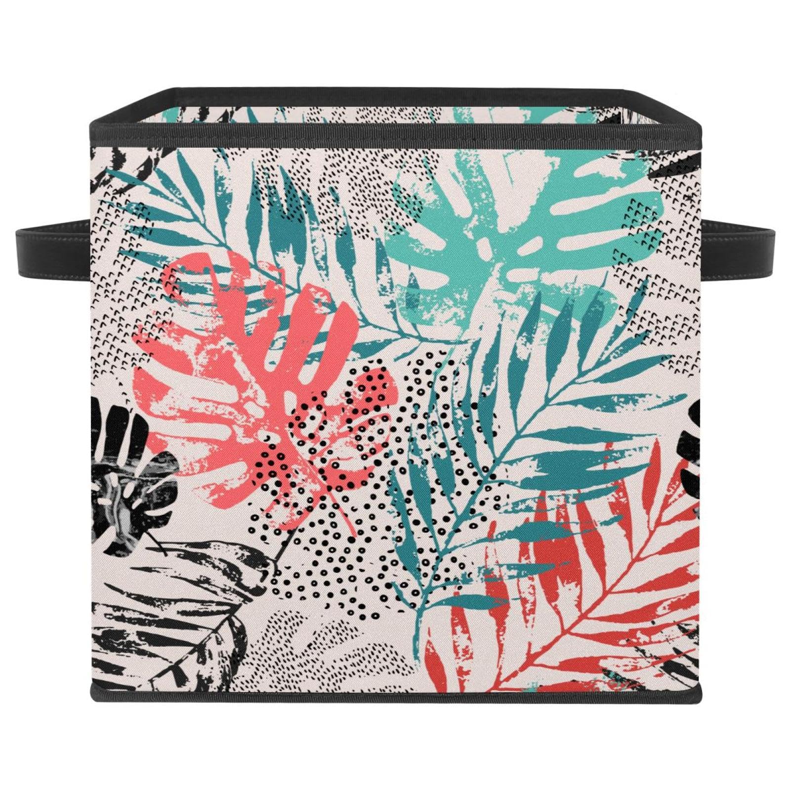 Boîte de rangement pliable bac organisateur imprimé feuilles pour armoire et jouets