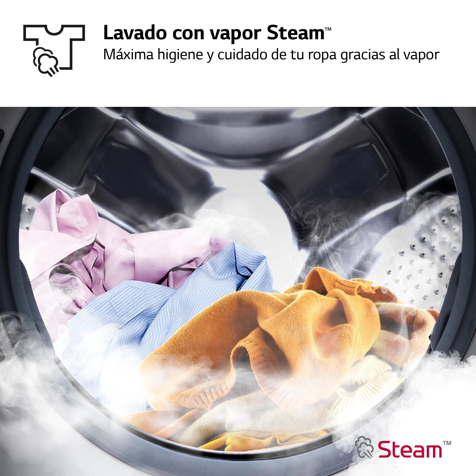 LG F2DR5S09A1W - Lavadora Secadora Inteligente, 9/5kg, AI Direct Drive, 1400rpm, Carga Frontal, TurboWash 360º, Vapor Steam, Serie 500, Blanco