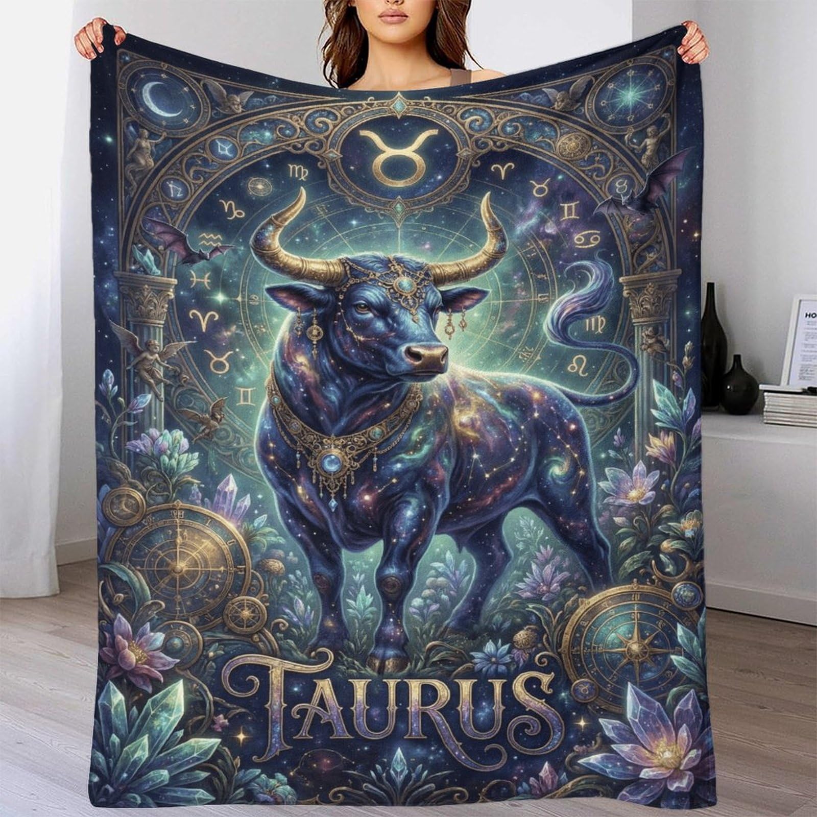W7C8U2X3 Taurus Zodiac for Flannel Throw Blanket, Bedroom Sofa Couch