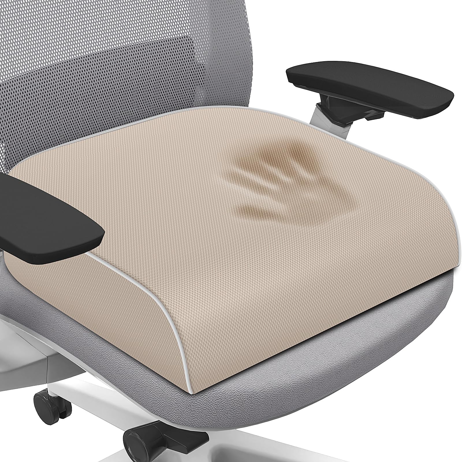 SweetSlubr X-Large Beige Memory Foam Seat Cushion | Ergonomic Tailbone Pain Relief - main product image