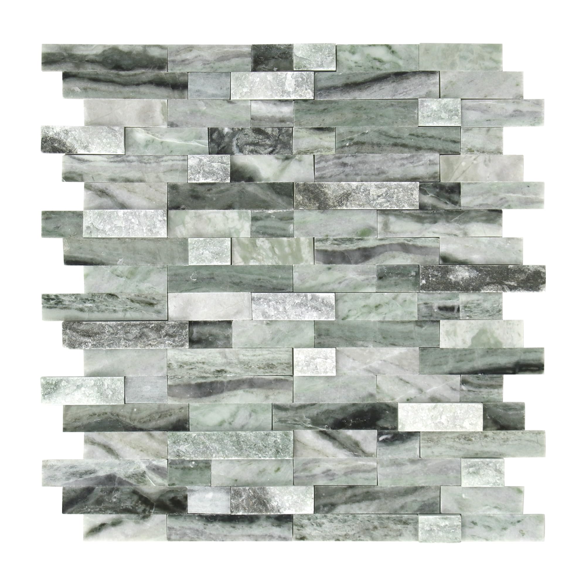 Photo 1 of SUNWINGS 5-Sheet Peel and Stick Mosaic Natural 3D Stone Self Adhesive Marble Tiles, 11.5" x 10.7" Stick on Backsplash for Kitchen Bathroom Fireplace Vanity, Emerald Green