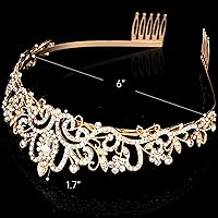 Vista 23 de Corona de princesa para mujer, tiaras de reina de cristal para niñas, accesorios para el cabello de novia, regalos para cumpleaños, boda