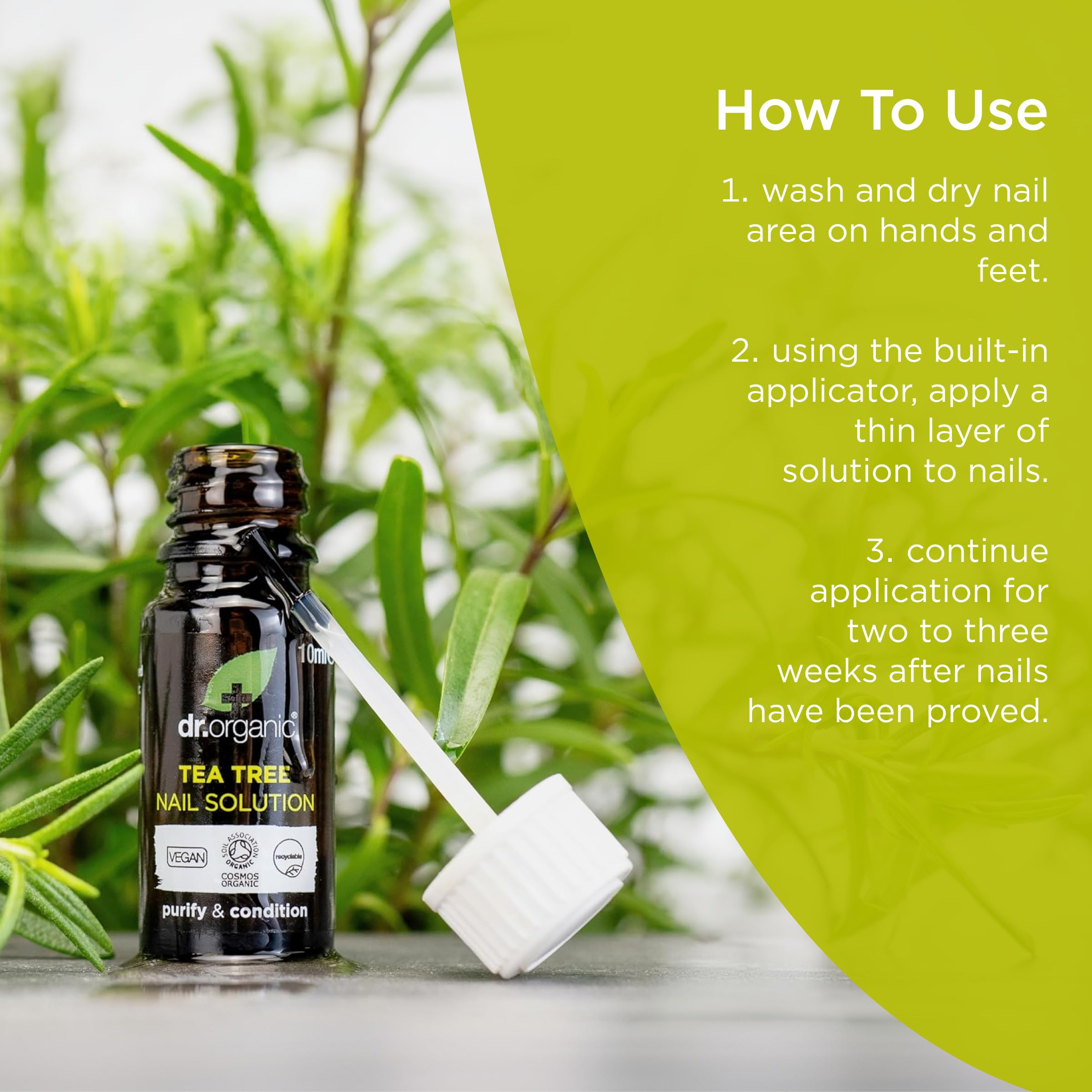 Dr. Organic – Soluzione antimicotica, antibatterica e ricostituente per unghie con olio di Tea Tree - da 10 ml.