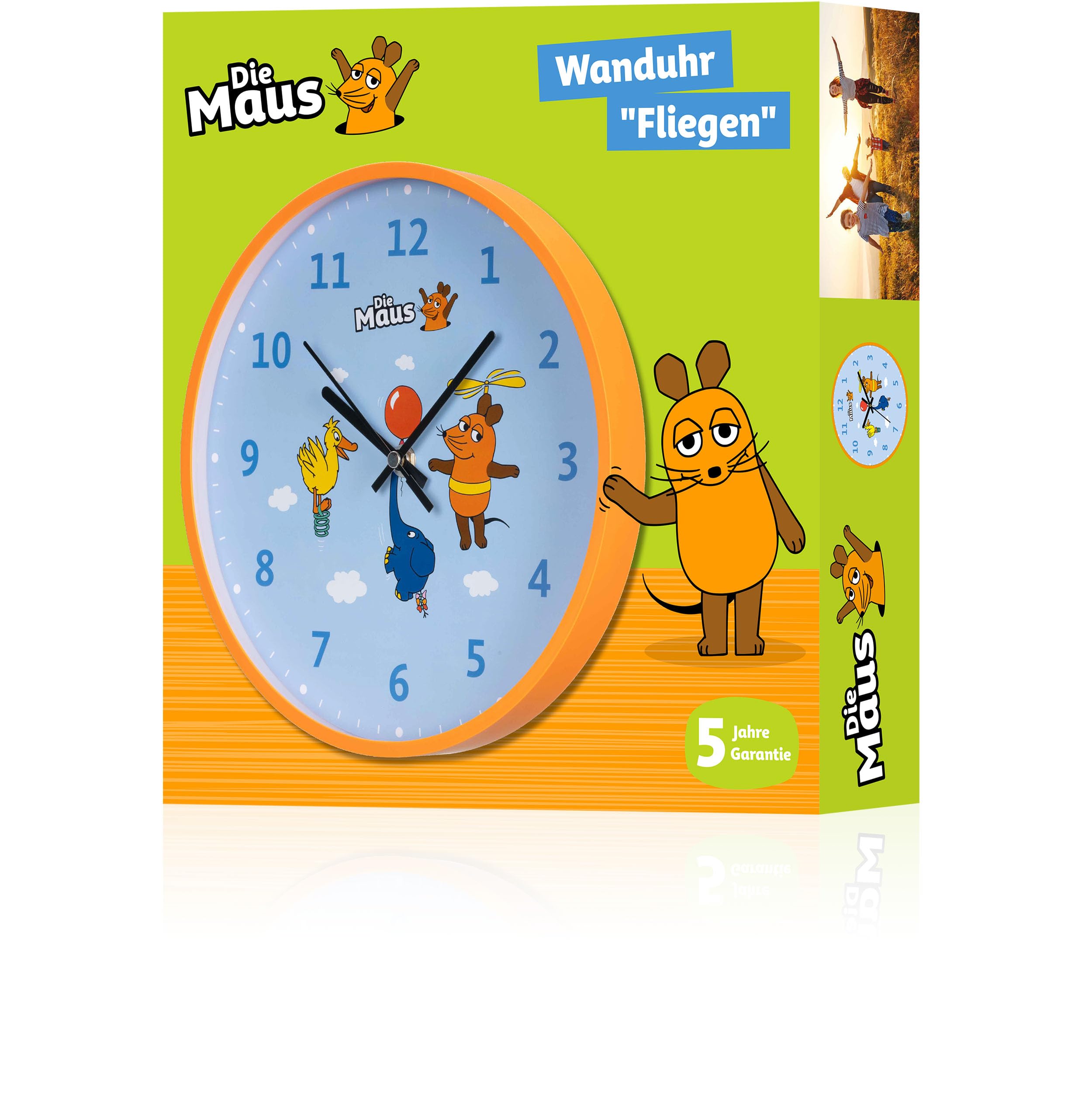 Bresser DieMaus Kinderwanduhr - Lernuhr für Kinderzimmer mit farbenfrohem Design und leisen Uhrwerk