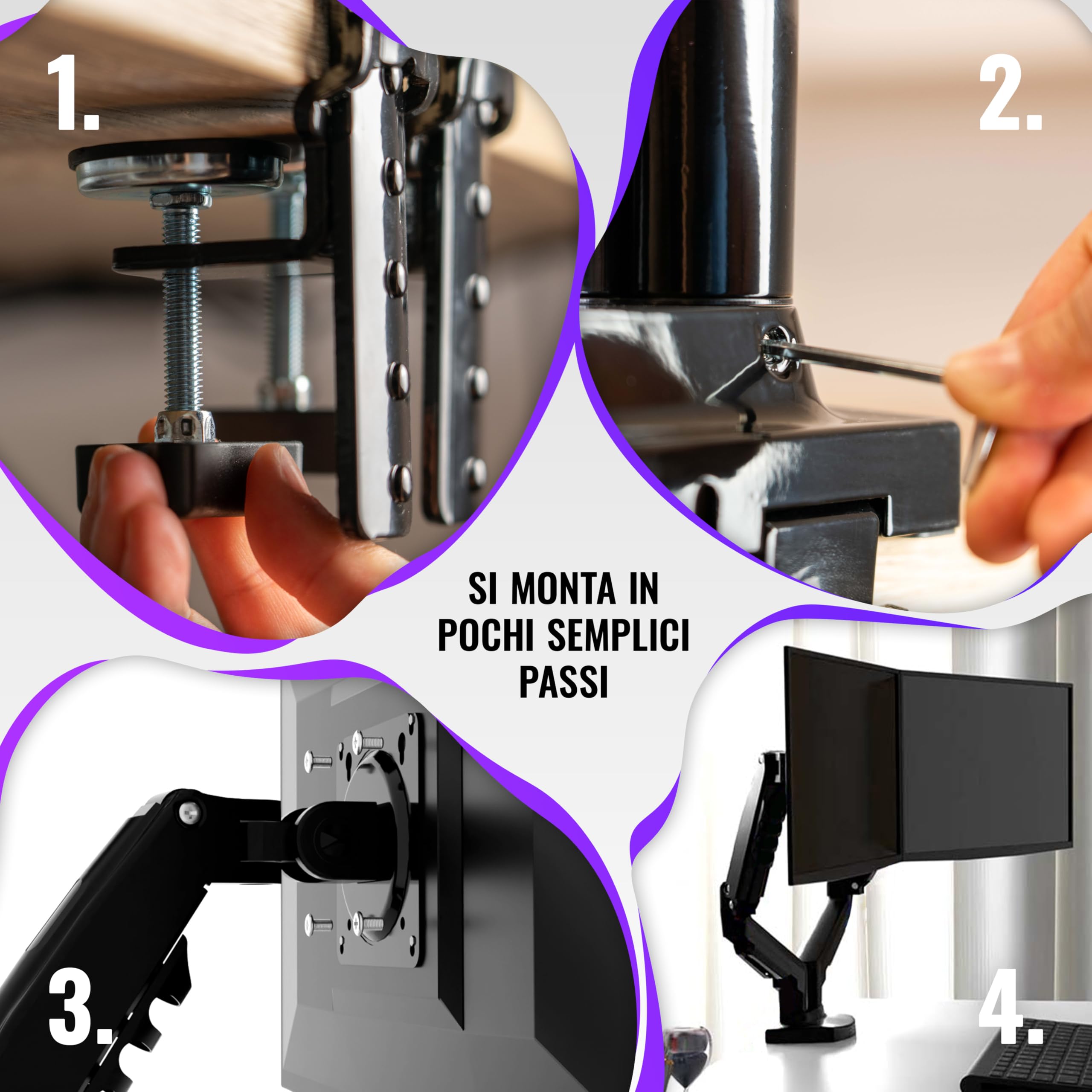 DURABLE Braccio monitor doppio con morsetto, Per monitor da 21 a 27, Argento - Supporti per Monitor