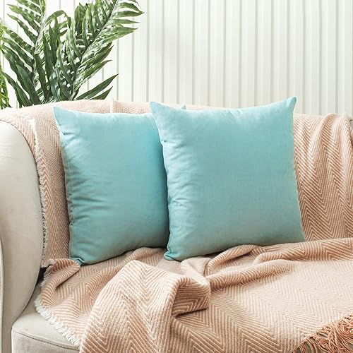Paquete de 2 fundas de cojín decorativas suaves, básicas, para sofá, dormitorio, automóvil, con opciones de color y tamaño, 16 x 16 pulgadas,
