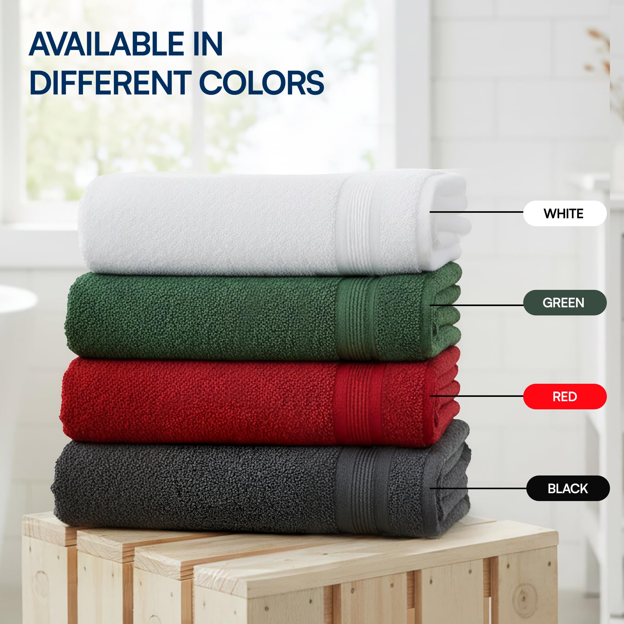 Linteum Textile (pack de 12, 16 x 27 pulgadas, negro) Premium Hotel, Salón & Gym toallas de mano, 100% algodón