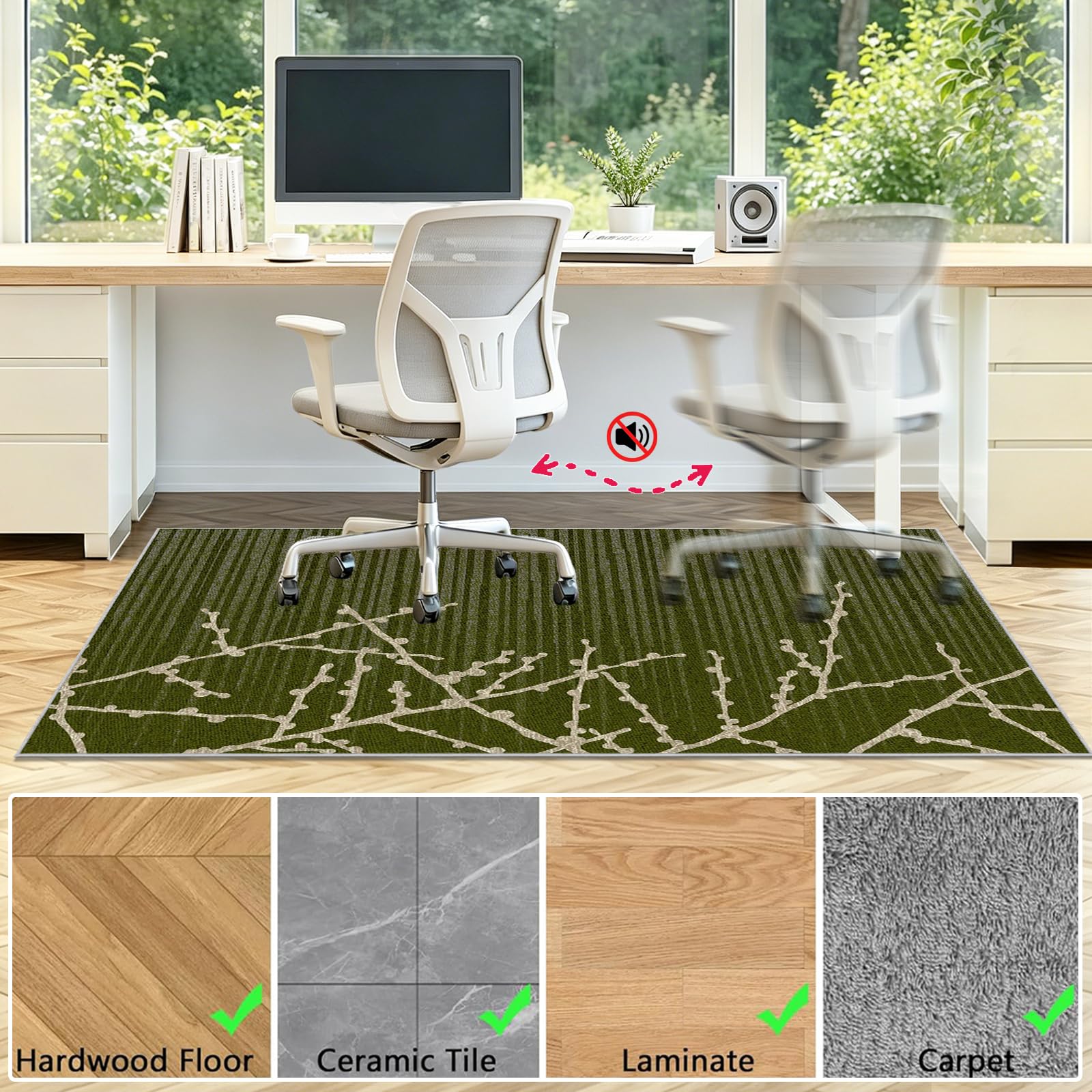 Alfombra Protector Suelo Silla Ruedas Alfombra Silla Ruedas Gaming Alfombra Silla Gaming Protector Suelo Protector Suelo Silla Suelo Duro Alfombrilla Protectora para Suelo Verde 100x130cm