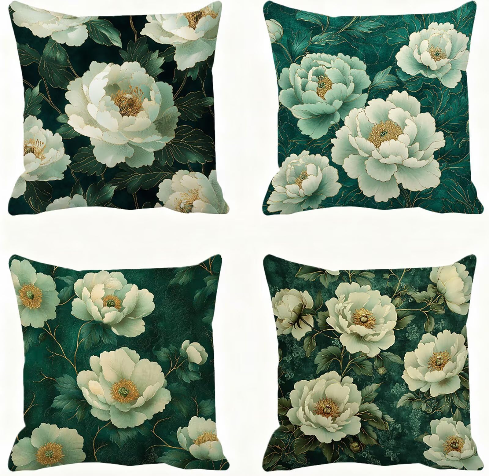 Verde Funda Cojin 60x60 Flor Funda Almohada 60x60 Cojines Sofa Súper Suave Fundas Cojines Decorativos Fundas Almohadas 4 Piezas Almohada Cervicales y Cuello, para Hogar Cama Salon Decoracion E - 829