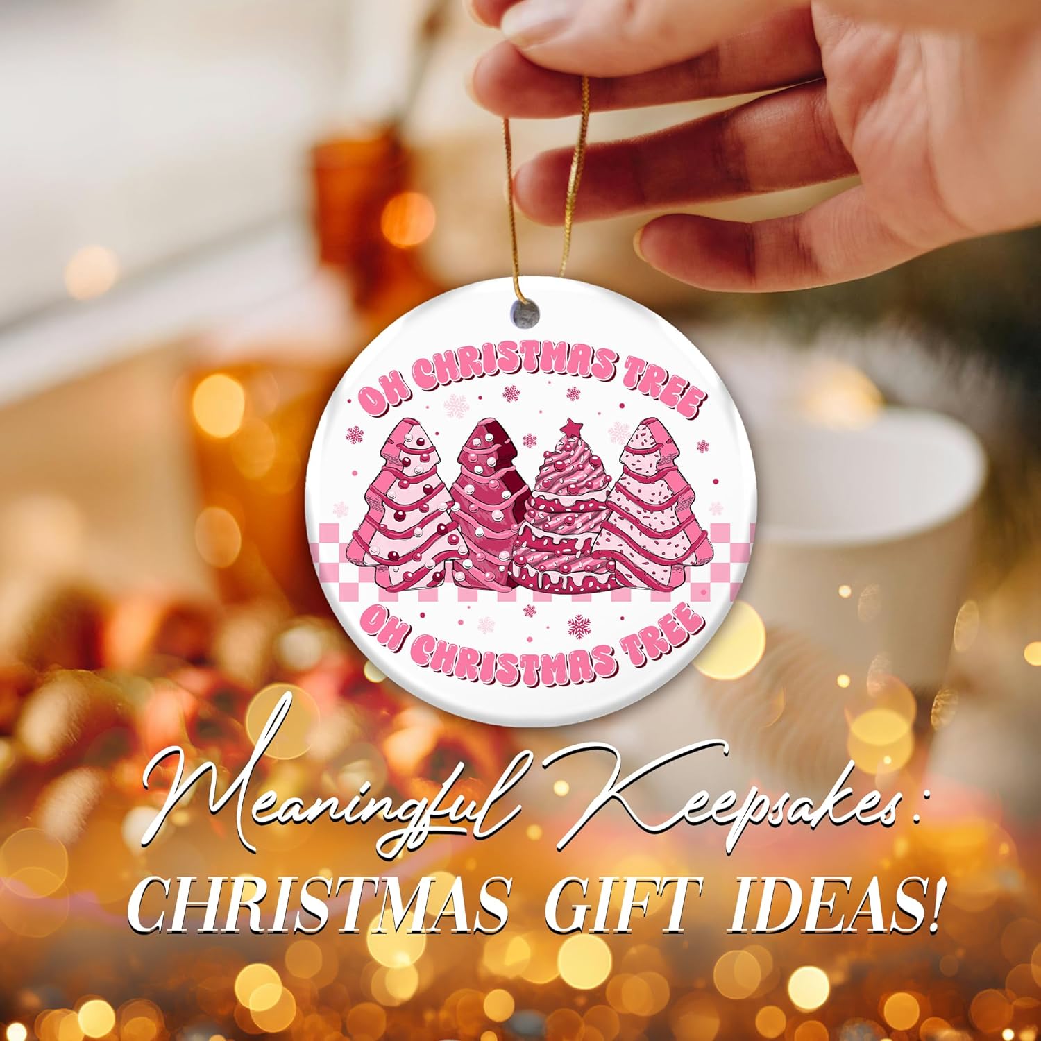 Gift for Girls Ornament 2025, Oh Christmas Tree Ornament – Cute Pink Christmas Tree Decoration, Sweet Treat Cookie, Fun Holiday Décor Gift for Girls, Friends, or Pink Lovers - Image 8