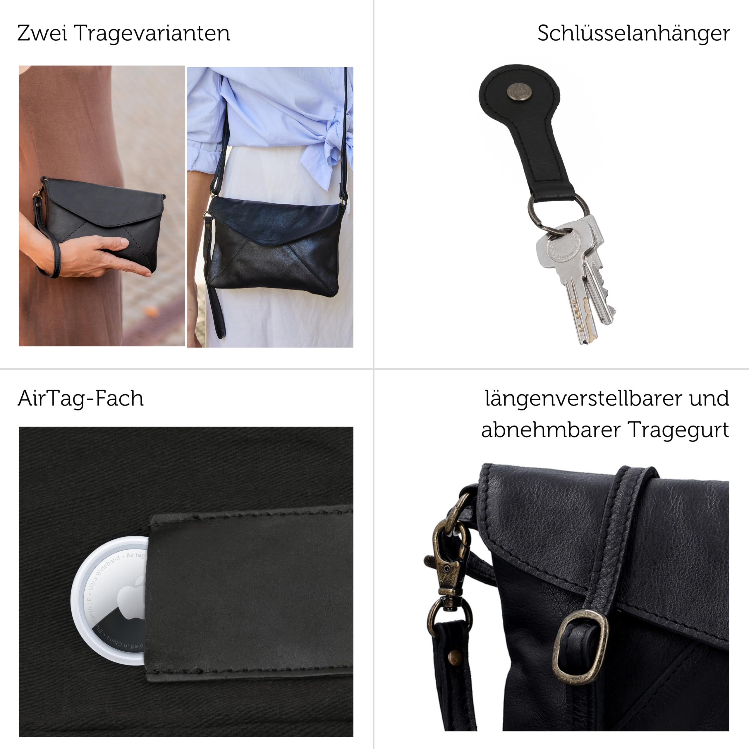 Gusti Leder Umhängetasche Karisma – Vintage-Chic aus echtem Leder, kompakt & stilvoll | Briefform mit Magnetverschluss | Verstellbarer Riemen