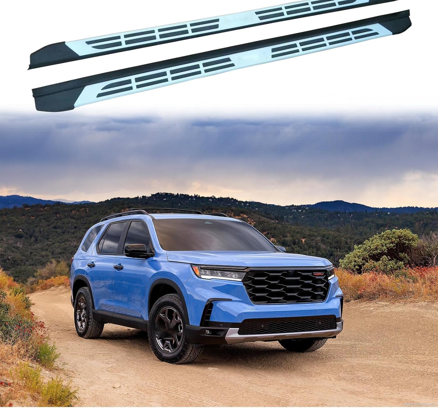 2 PCS Running Boards Fits for H Pilot 2022 2023 2024 2025 Silver Nerf Bar 5.28-inch Side Steps