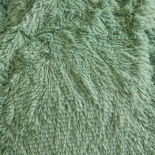 Miniatura 190 de Juego de funda de edredón rosa esponjosa tamaño Queen – Juego de ropa de cama de felpa de pelo sintético rosa de 3 piezas